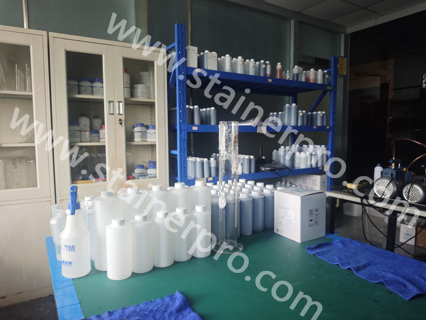 Storage area for staining reagent semi‑finished products