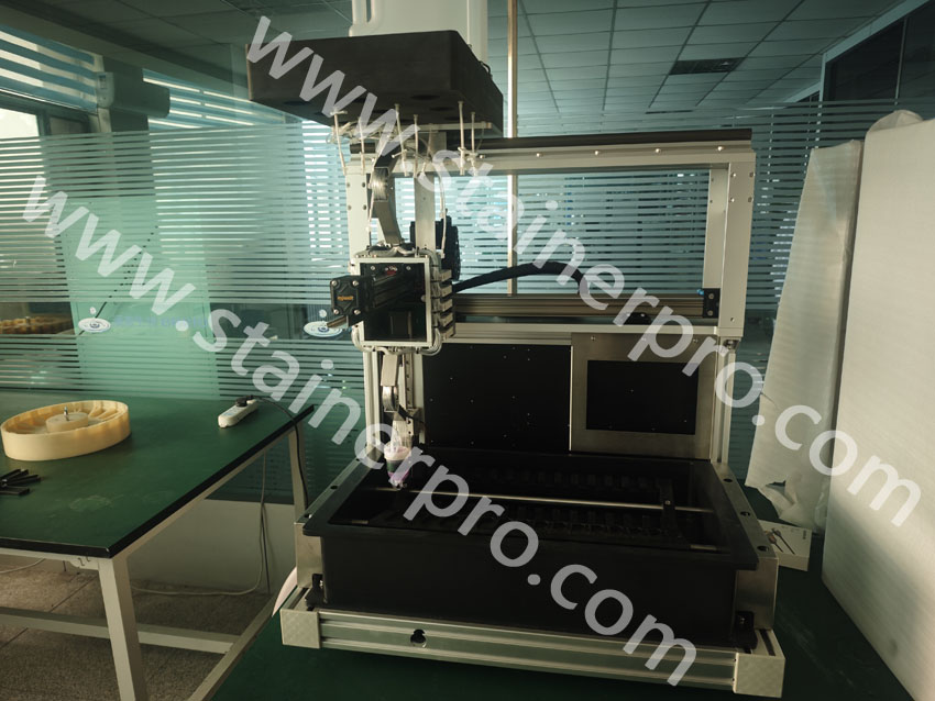 Exhibition of drip‑type Wright‑Giemsa automatic stainer for lab use